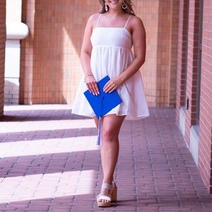 White Gingham Babydoll Mini Dress